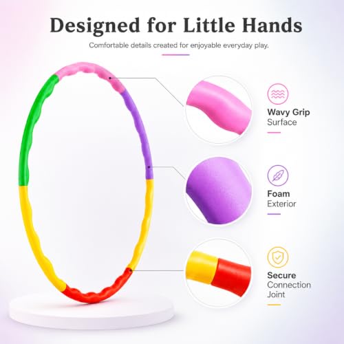Image of SIGNAMIO Kids Hula Hoop Ring for Girls & Boys, Colorful Exercise Hoop for Kids, Fun Fitness & Outdoor Indoor Play Toy, Waist Exercise Ring for Fun & Active Play - Multicolor