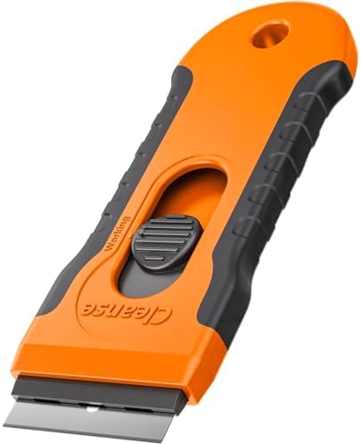 Razor Blade Scraper with 15 Extra Blades: Multi-Surface Cleaning Tool for Glass, Ceramic Cooktops, Ovens, Glass Top Stoves and Foot - Removes Burned-On Food, Tough Stains, Dirt, Stickers, and Paint