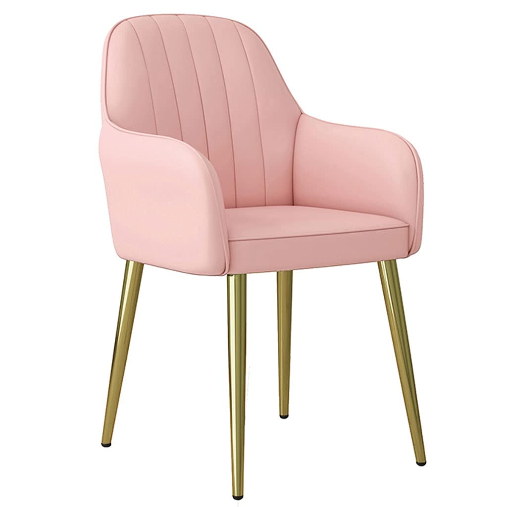 Chaise de salle à manger moderne en cuir et pieds métal pour coiffeuse