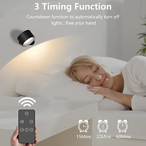 Led Wall Sconce, Wall Mounted Lamp With Rechargeable Battery Operated 3 Color Temperature & 3 Brightness Level 360°Rotate Magnetic Ball, Touch&Remote Control, Cordless Wall Light For Reading Bedside #TOP3