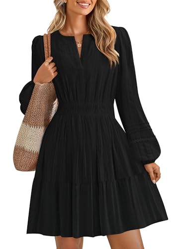 ZESICA Fall Long Sleeve Mini Dresses for Women 2025 Lightweight V...