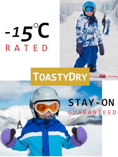 Image of SATINIOR Kids Snow Mittens Waterproof Winter Ski Gloves Warm Thicken Snow Gloves for Girls Boys