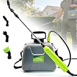 1.35 Gallon Battery Powered Sprayer, Covers 3,000 Sq Ft per Tank – Electric Sprayer with 3 Interchangeable Nozzles, Adjustable Shoulder Strap for Lawn, Garden, Weed Control – Gray