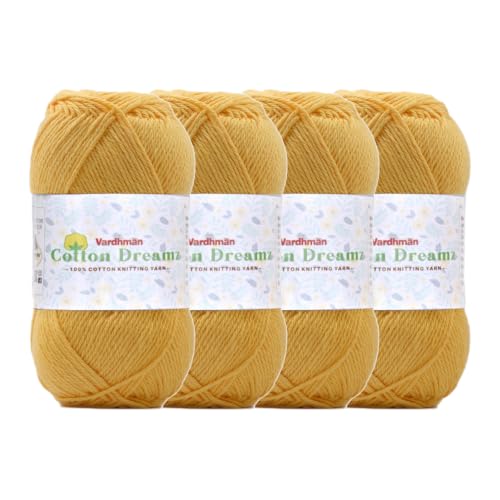 Image of Vardhman 100% Cotton Dreamz Light Weight Natural Thin Yarn | Pack-4 100g