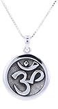 Jewelry Trends Chakra Yoga Om Hindu Meditation Symbol Ohm Round Sterling Silver Pendant Necklace 18