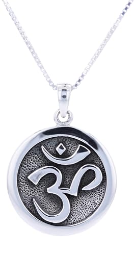 Jewelry Trends Chakra Yoga Om Hindu Meditation Symbol Ohm Round Sterling Silver Pendant Necklace 18