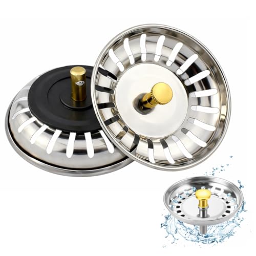 AMERTEER 2 Pack Sink Strainer Stopper For Kitchen/Bathroom Universal Silicone Sink Strainer | Food Catcher Plug for Kitchen Sink Drains Silver