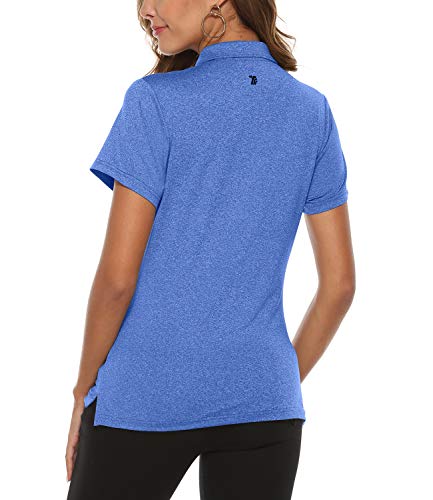 YSENTO Womens Short Sleeve Polo Lady-fit Shirt Premium Sports Golf Polo T-Shirts(Blue,XL) - Image 5