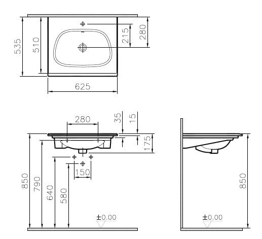 VitrA Frame 5707B403-0001 Etajerli Lavabo, 60 cm, VitrA Clean, Beyaz