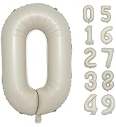 40 Inch Cream White Number 0 Balloon Mylar Big Foil Helium 0 10 20 30 40 50 Number for Party Deco...
