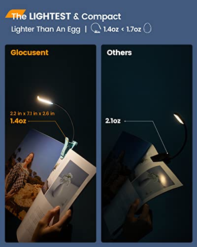 Glocusent Willow Book Light For Reading In Bed, 10Led Bright Reading Light, 3 Colors & 3 Brightness, Rechargeable Book Light Lasts For 80Hr, Lightweight Clip On Book Light, Perfect For Book Lovers #TOP4