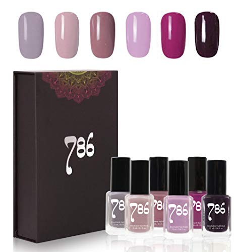 786 Cosmetics Nail Polish Set - Vegan, Cruelty-Free, Halal Nail Polish, 6 Full Sized Nail Polishes (Purple Set)