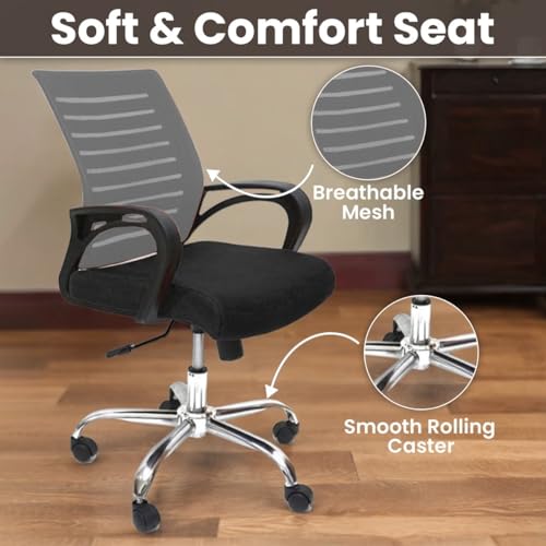 Image of Ngfc Office Chair for Home with Back Support Arm Rest 360 Degree Rotating Office Chair with Tilt Lock Mechanism High Comfort Seating Ergonomic Chair for Home & Office (1, Grey)