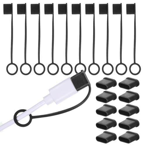 20 Pcs USB C Dust Caps Port Silicone Type C Male Port Caps Cover Soft Charging Port Cover Black Type-C Anti Dust Protector Cap for All Type-C Cellphone Tablet Laptops Devices Accessories