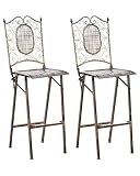Non richiede montaggio Beliani Set di 2 sedie da bar per esterni pieghevoli in metallo anticato Shabby Chic Nero
