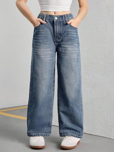 Verdusa Girl's Vintage Wide Leg Baggy Jeans Loose Denim Pants with Pockets4