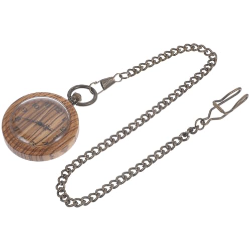 Reloj de bolsillo de madera vintage BESPORTBLE con movimiento de cuarzo preciso para hombre