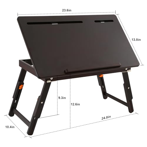 Nnewvante Drawing Table Foldable Drafting Desk with Adjustable Height & Angle Bamboo Drawing Board Easel with Tablet and Phone Slots for Painting, Drafting, Writing, Reading