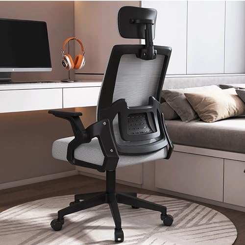 Chaise de bureau confortable pour le télétravail avec assise rembourrée grise