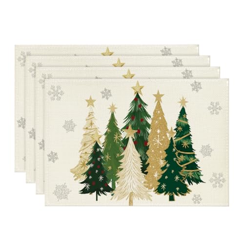 Artoid Mode Weiß Bäume Sterne Weihnachten Platzsets 4er Set, 30x45cm...