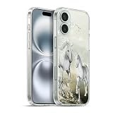 Head Case Designs Licenza Ufficiale Simone Gatterwe Bianco sulla Spiaggia Cavalli Custodia in Gel [Protezione di Grado Militare] Compatibile con Apple iPhone 16 Plus E Compatibile con MagSafe