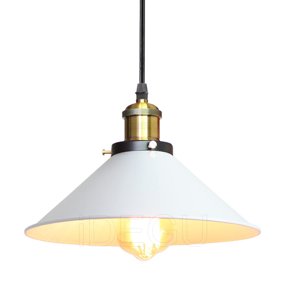 iDEGU Lámpara Colgante Industrial, 22cm Lámpara de Techo Vintage Diseño Edison Retro Tulipas de Metal Blanco Lámparas de Araña E27 Iluminación de Techo Para Cocina, Comedor, Dormitorio, Café