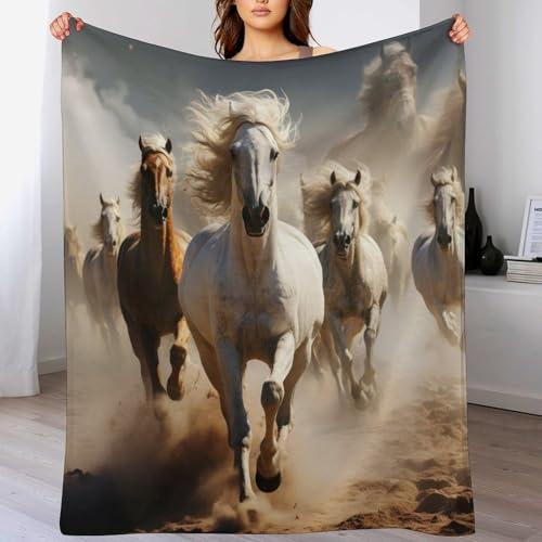 Couverture cheval douce et chaude lavable en machine pour lit enfant