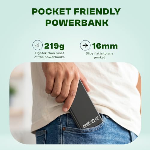 Image of Slim 10000mAh Power Bank, Fast Charging 22.5W, LED Display