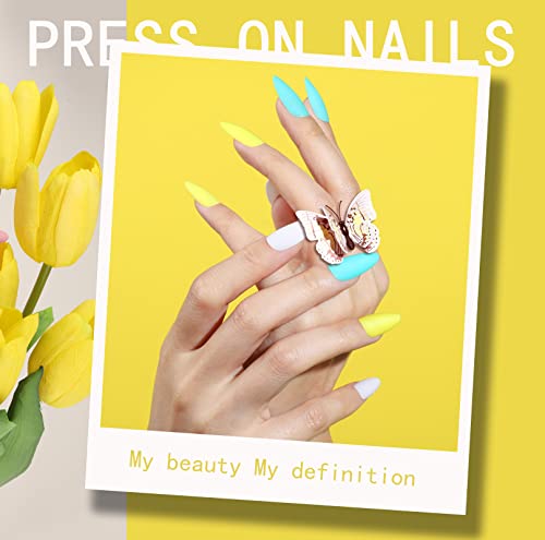 Image of FANDAMEI Press on Nails Almond Matte, 24 Colors 576PCS Press on Nails Medium Almond Matte, Acrylic Medium Fake Nails Full Cover, Natural Press on Nail, False Nails with Nail Glue