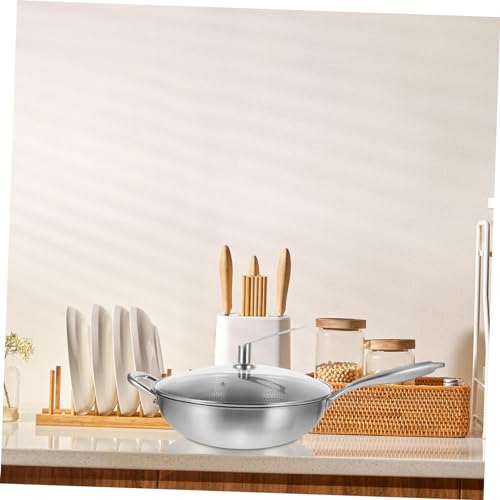 Wok de acero inoxidable con tapa y superficie antiadherente miniatura 4