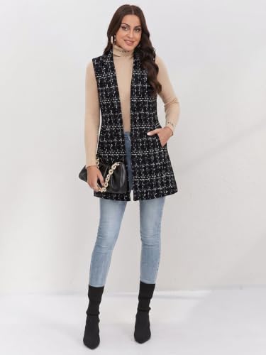 Image of IDEALSANXUN Plaid Vest for Women Fall Winter Sleeveless Blazer Jackets