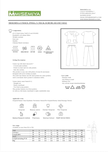 MISEMIYA - Unisex-Schrubb-Set - Medizinische Uniform mit Oberteil und Hose 817-8312-BLANCO - X-Large, Weiß