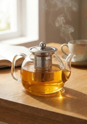 Corbeen Borosilikat Cam Demlik - 1 L, Oval