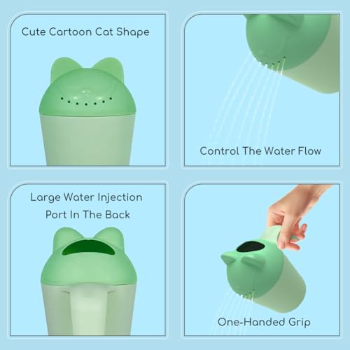 Image of Baby Bath Rinse Cup, Cute Cartoon Cat Baby Bath Rinser Baby Rinser Pail Shampoo Rinser, Newborn Bath Shower Wash Hair Cup for Bath and Shower