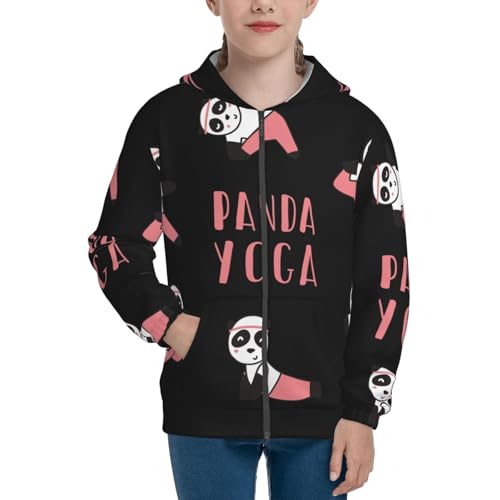 Panda Doing Yoga Kid Hoodies Boys Zip Up Sweatshirts Girls Pullover with Pocket3