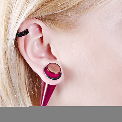 WBRWP 54PC Gauges Kit Ear Plugs and Tunnels Stretching Expander-Starter : 14G-00G Color Splash Acrylic Tapers and Plugs with Double O-Ring and Spiral Taperss Body Piercing Purple - Thumbnail 3