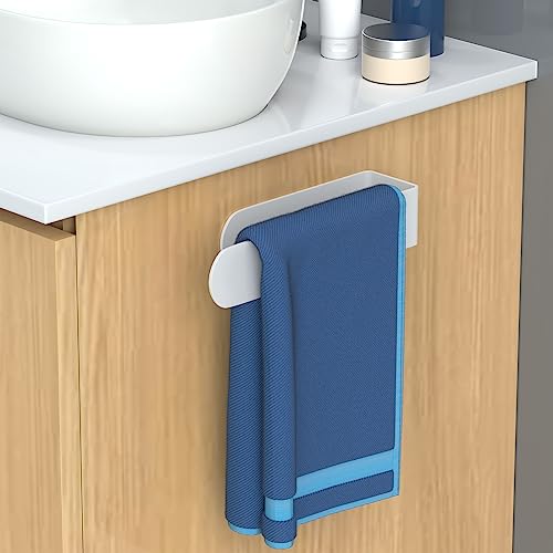 Image of HUFEEOH Adhesive Hand Towel Holder, Kitchen Towel Rack Towel Bars Wall Mounted, Stainless Steel Bath Towel Holder for Bathroom Hotel Kitchen (8 inch, White)