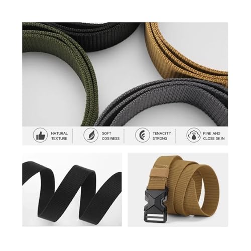 Belt The New Men's 125cm Buckle Belt Nylon Braided Lightweight Breathable Daily Commuter Men's Belt Ornament(Gray)3