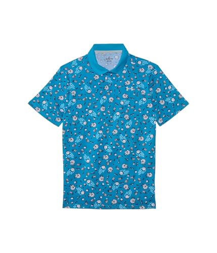 Under Armour Boys' Standard Matchplay Printed Golf Polo, Ether Blue/Halo Gray