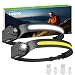 Lepro LED Headlamp Rechargeable - Super Bright Motion Sensor Head lamp with 1200 mAh Battery, 230°COB Wide Beam & Adjustable Spotlight, IP44 Waterproof Headlight for Camping, Hiking, Running, 2 Pack