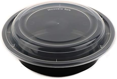 Recipientes redondos de plástico para preparación de comidas con tapas para microondas de 18 onzas  Contenedor de almacenamiento de alimentos