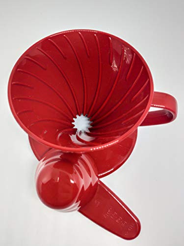 Kit Coador Hario V60 01 Vermelho +Espumador Marrom + Balança