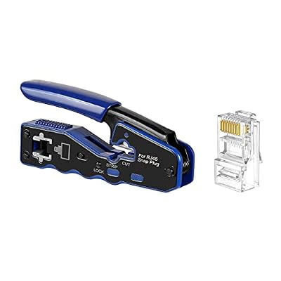 Cat6 / Cat5e RJ45 Pass Through Connector Bundle with Crimping Tool
