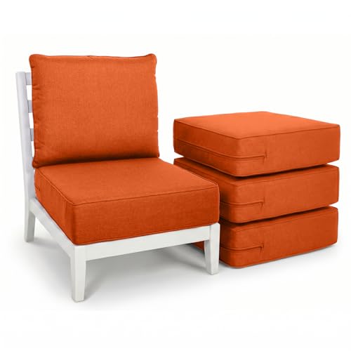 Image of Luxury Outdoor Seat Cushion Set 4-24 x 24 x 6 Inch Outdoor Chair Cushions with Water Resistant & Removable Cover Outdoor Cushions for Patio Furniture Chair Sofa Couch