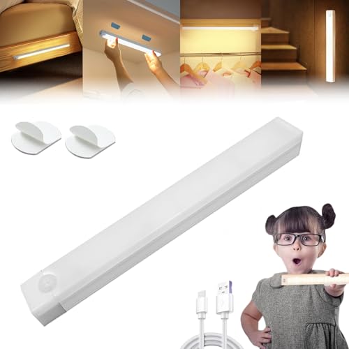 Luce LED Sottopensile Ricaricabili Magnetiche Senza Perforazione, Luce Per Armadio LED Con Sensore, Luce Sottopensile Cucina LED Wireless, Barra LED Sottopensile Cucina Senza Fili (Beige,50mm)