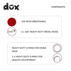 DDOXX-Airmesh-Dog-Leash-66-ft-3-way-Adjustable-Leash-Dogs-S-Red - Cucciolini Doodles DDOXX-Airmesh-Dog-Leash-66-ft-3-way-Adjustable-Leash-Dogs-S-Red