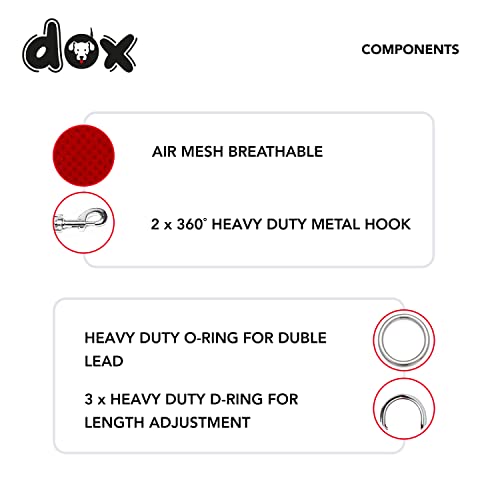 DDOXX-Airmesh-Dog-Leash-66-ft-3-way-Adjustable-Leash-Dogs-S-Red - Cucciolini Doodles DDOXX-Airmesh-Dog-Leash-66-ft-3-way-Adjustable-Leash-Dogs-S-Red
