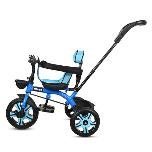 Image of Tricycle 1 Years to 5 Years with Removable Safety Guard and Parental Control Back Side Push Handle with Rubber Tyre for Kid's CR07 (Blue 3)