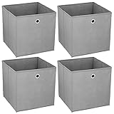 Murago - 4er Set Faltbox ca. 30x30x30 cm Grau Aufbewahrungsbox faltbar Klappbox Organizer Aufbewahrungs Körbe Einschub Korb Boxen Stoff Regalkorb