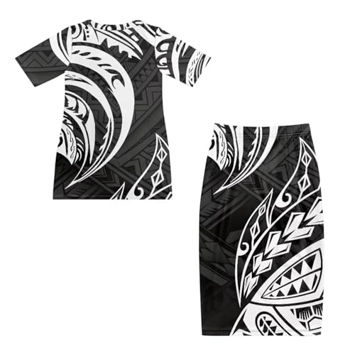 Couples Matching Puletasi Dress and Hawaiian Shirt Polynesian Traditional Print Aloha Shirt Two-Piece Dress Outfit3